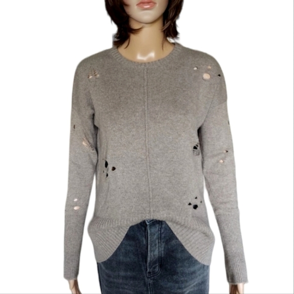 autumn cashmere Distressed Crew Neck Sweater - Picture 1 of 15